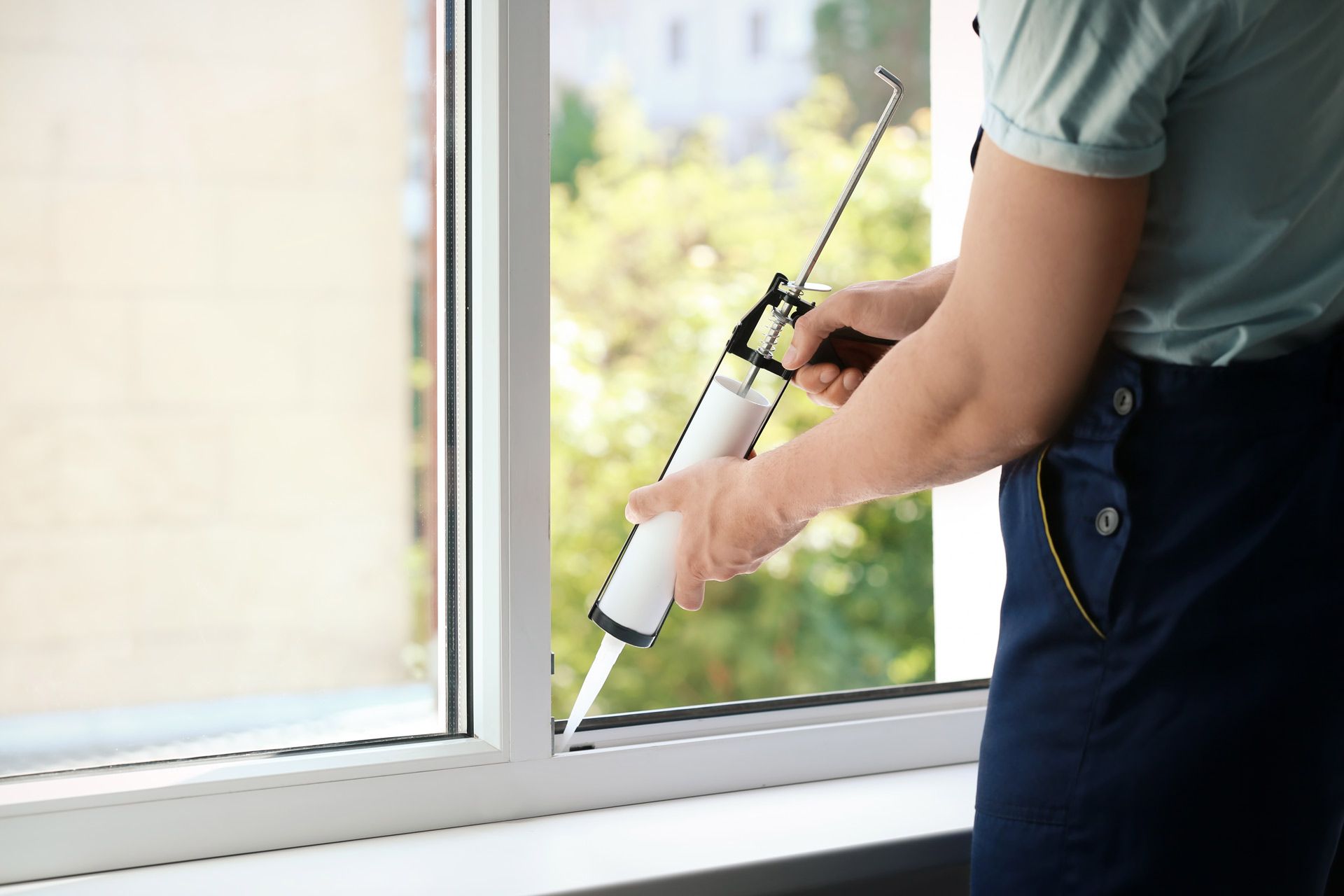 Applying Sealant on Window