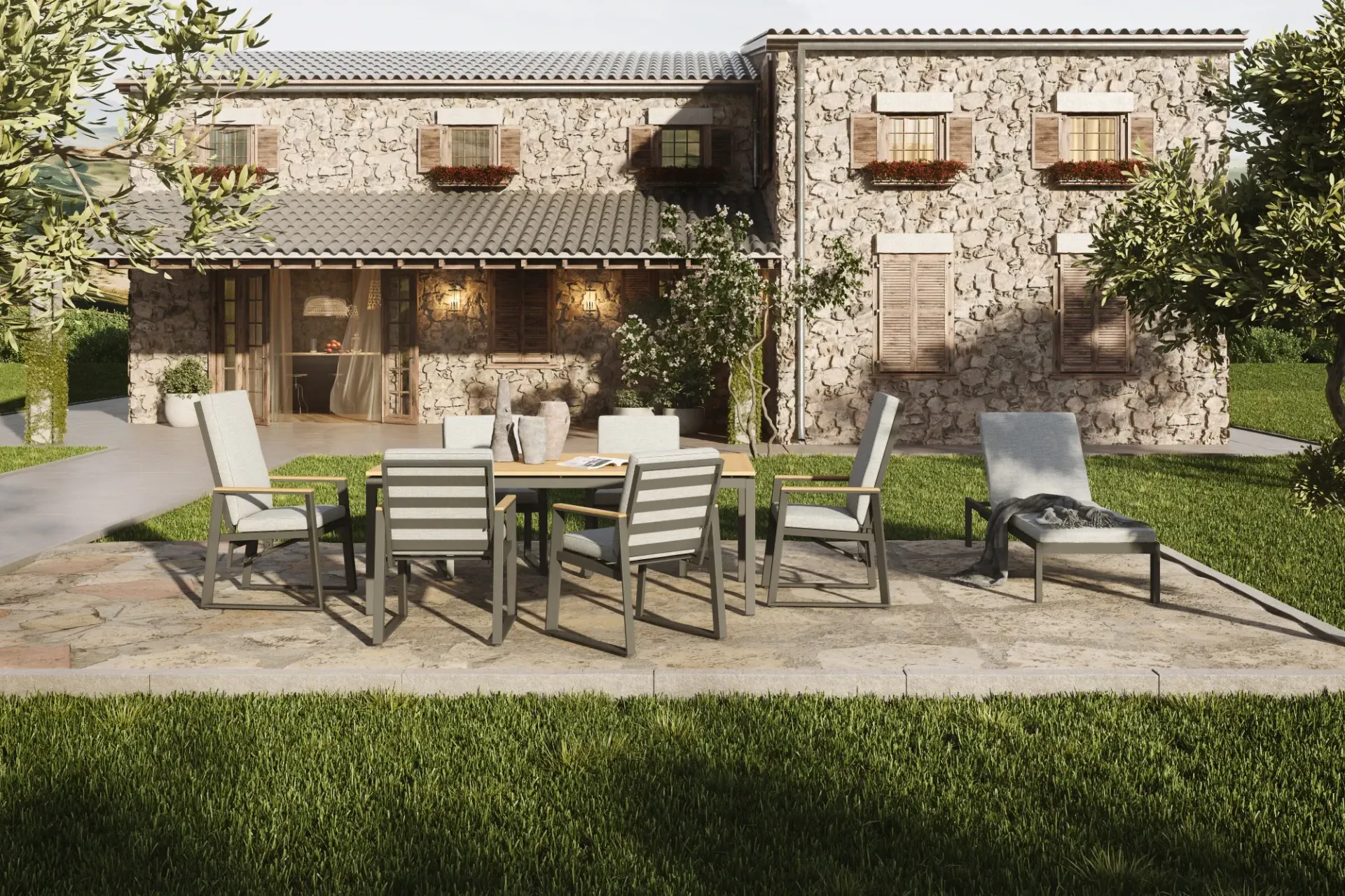 3D Rendering Gartenmöbel Toskana – extrasicht