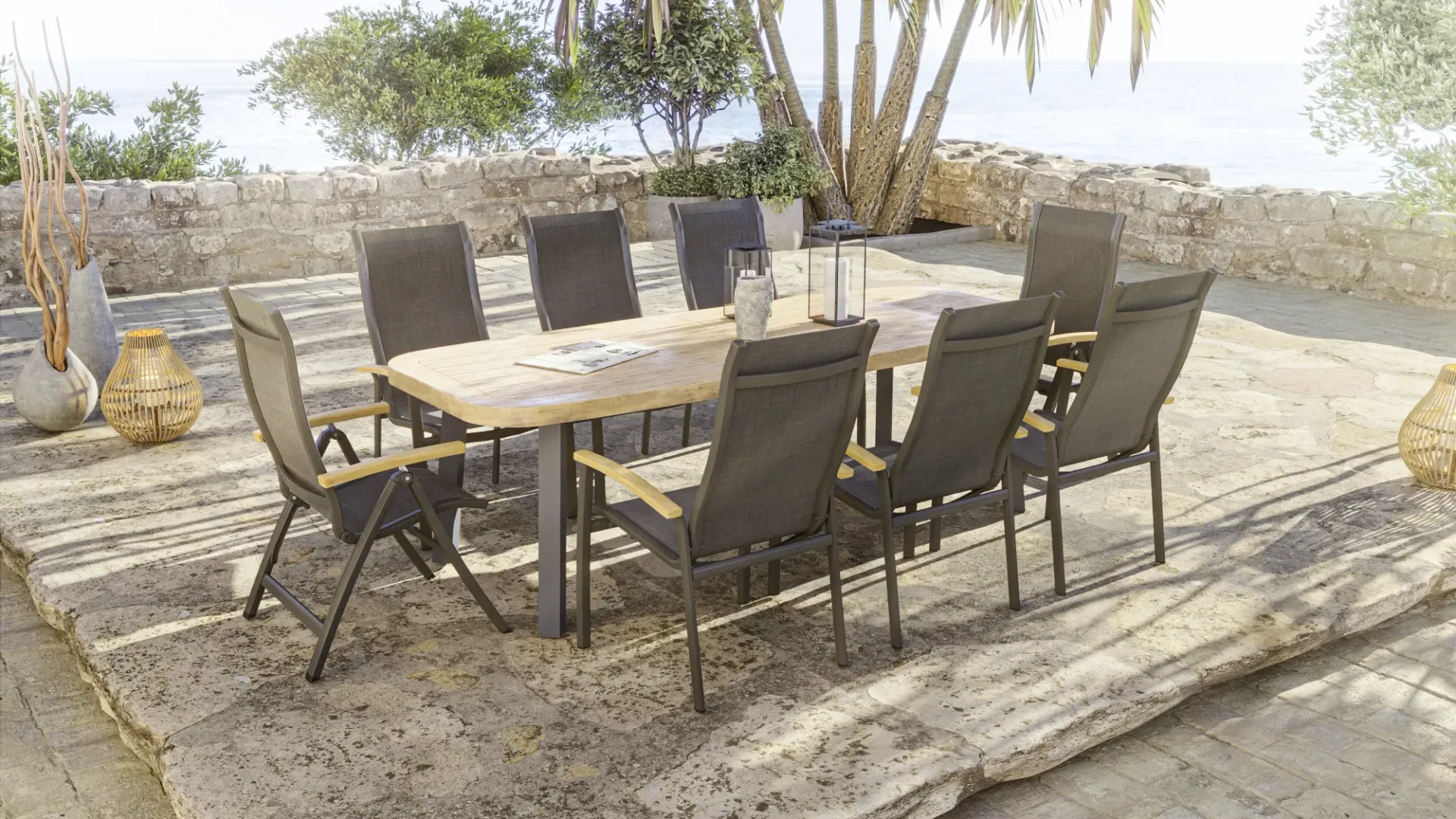3D Rendering Gartentisch Griechenland – extrasicht