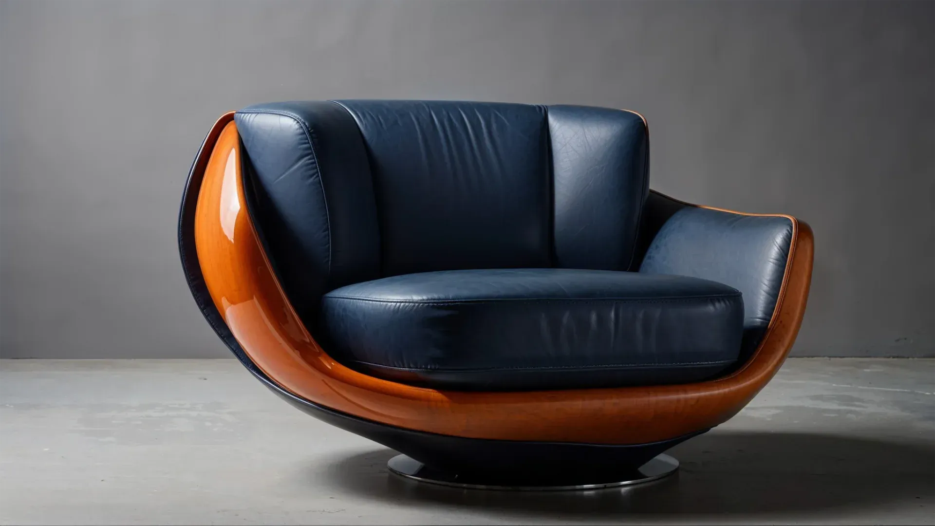 Moderner Designer-Sessel in Orange und Blau – extrasicht Visualisierung