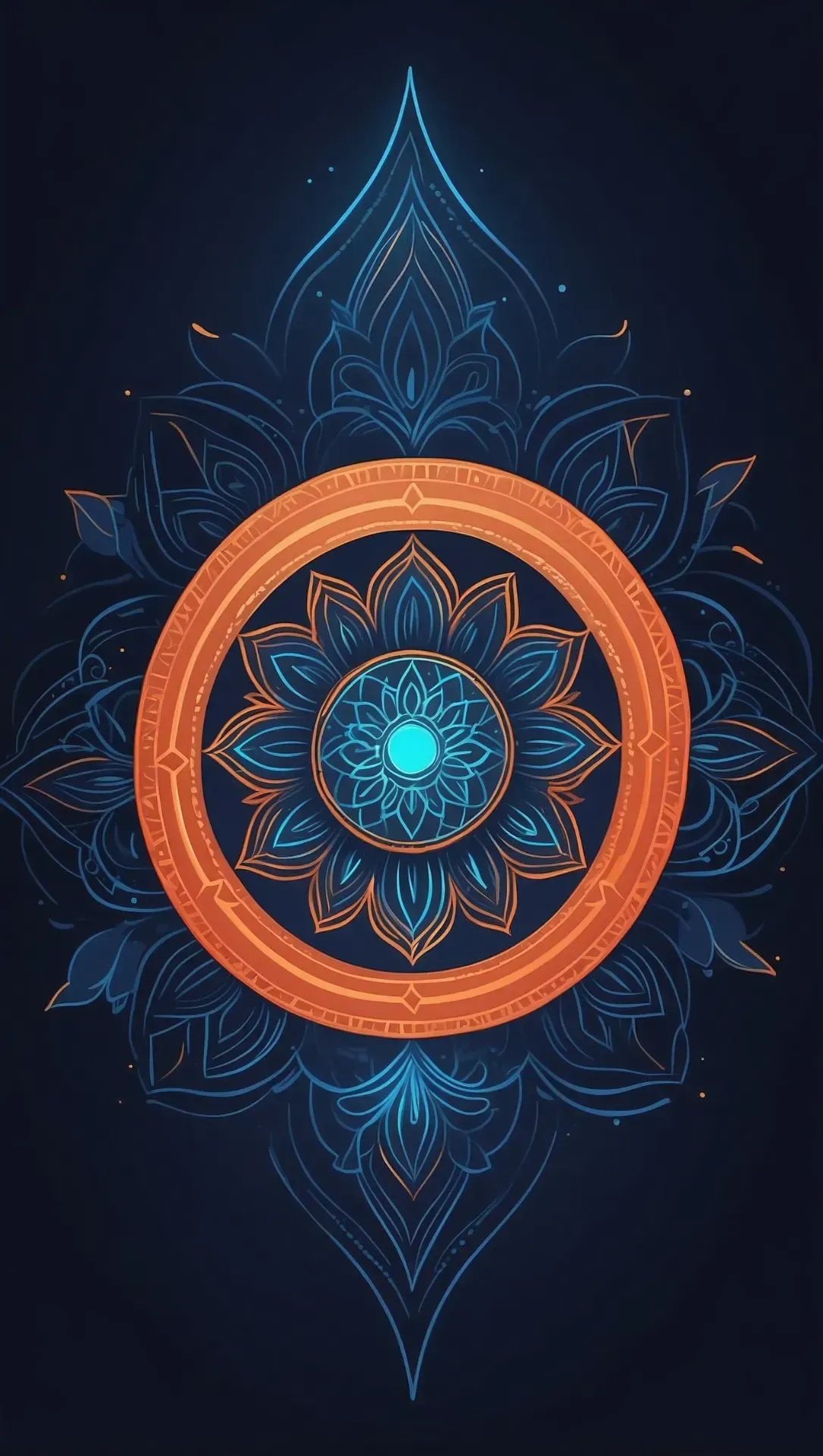 Mandala Ornament in Blau und Orange – Piktoskop