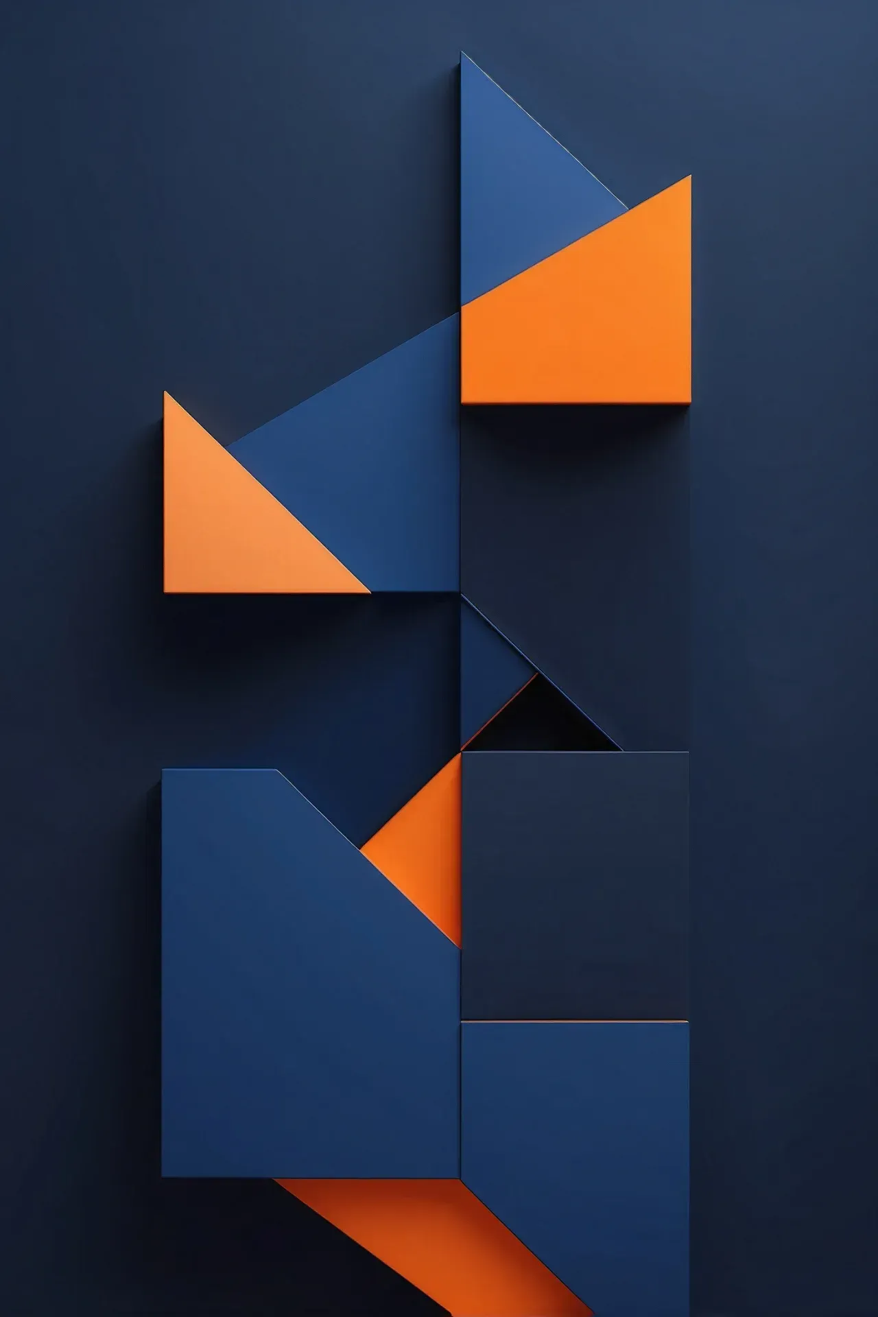Abstrakte geometrische Formen in Orange und Blau – Symbol für Grafikdesign