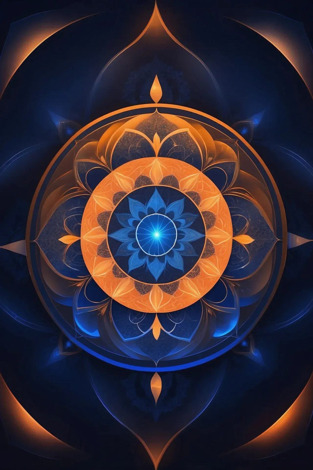 Mandala in Orange-Blau – Visualisierung für Piktoskope