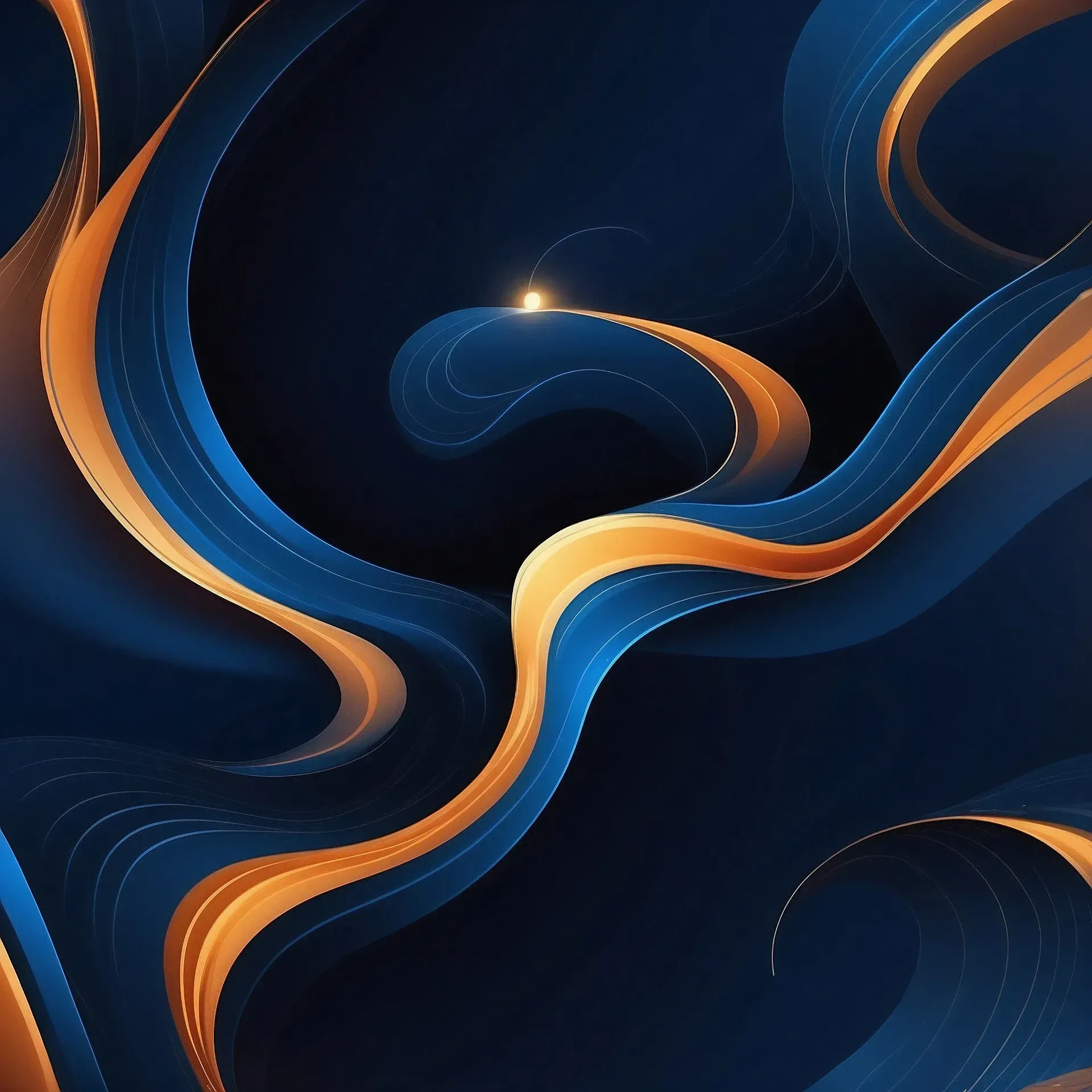 Fließende energetische Wellen in Blau und Gold – Energetik