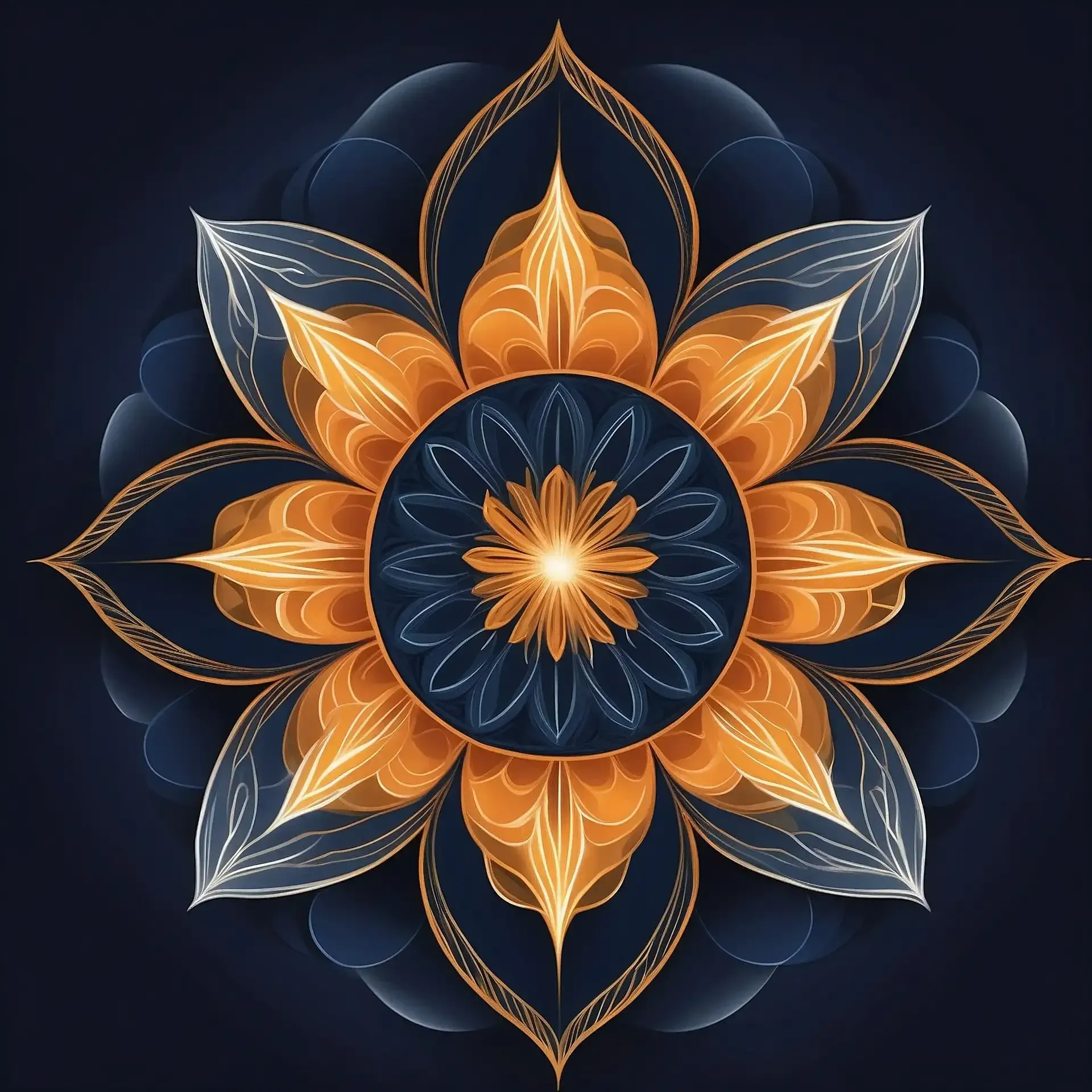 Mandala Blume in Orange und Blau – Energetik