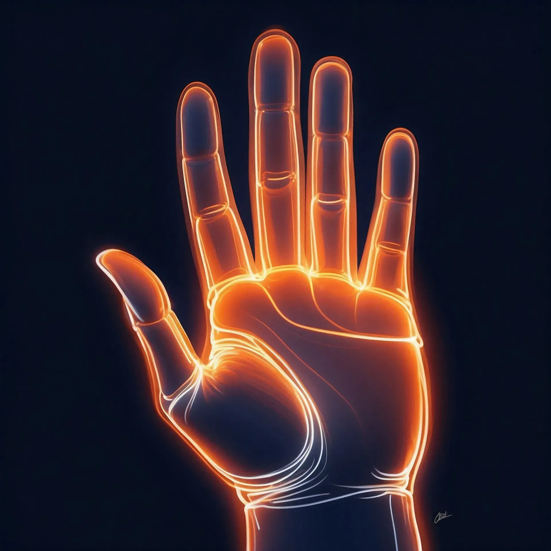 Leuchtende Handfläche – Energetik