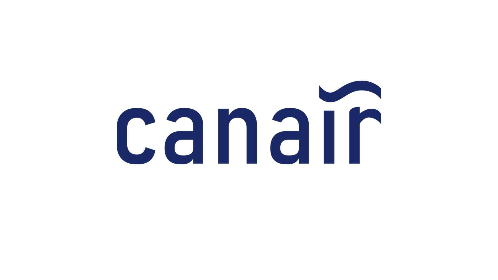 Un logo canair bleu sur fond blanc