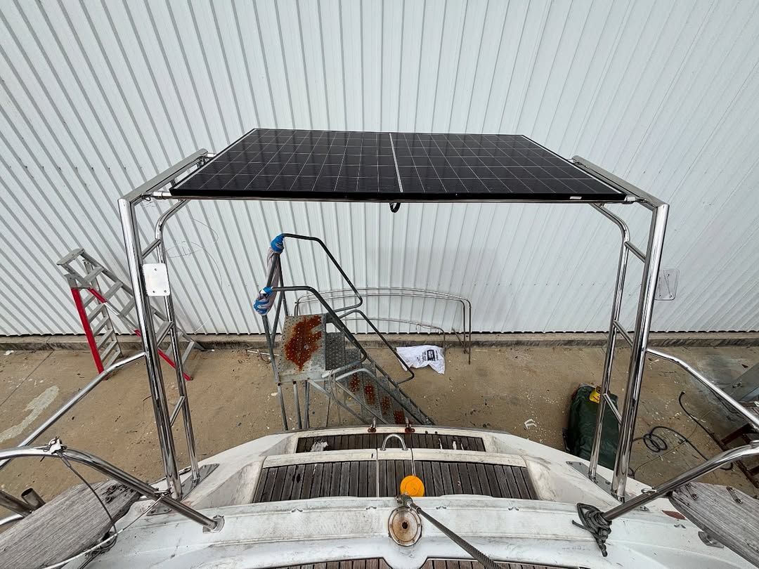 Sailboat Cockpit With Stainless Steel Frame Supporting Solar Panels — Master Metals Fabrication in Labrador, QLD