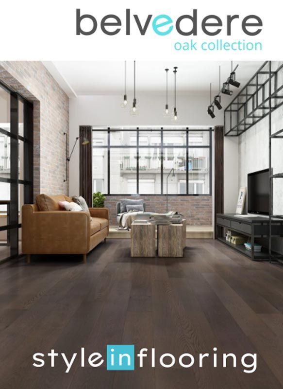 Living Room With Dark Wood Floors, Brown Leather Couch — My Timber Flooring Blinds & Shutters in Erina, NSW