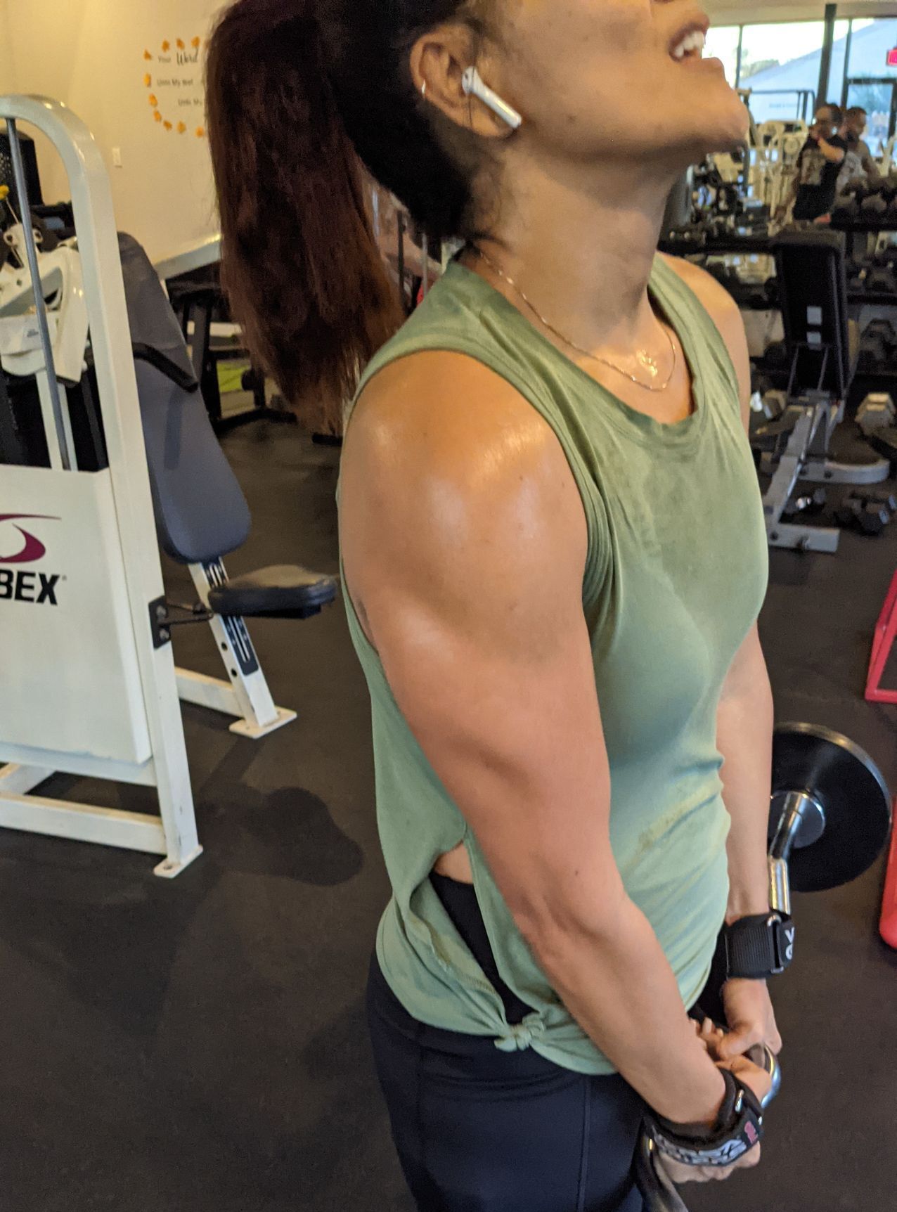 dumbbell and black shoes