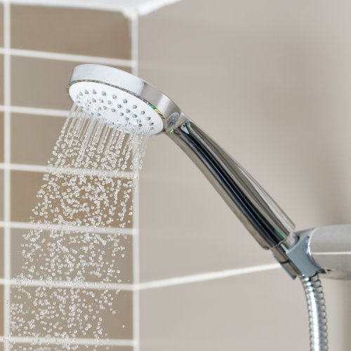 shower head spraying water
