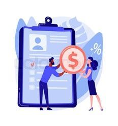 Two people with a giant dollar sign and clipboard, likely financial planning.