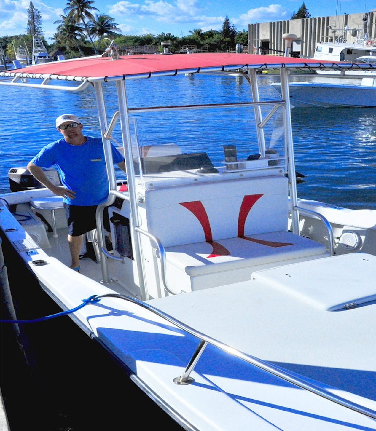Captain Jonathan Featherston on his boat.