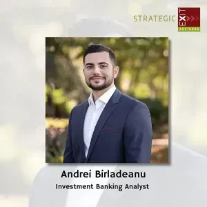 Andrei Birladeanu, Investment Banking Analyst. Man in a suit, headshot in front of a blurred outdoor background.