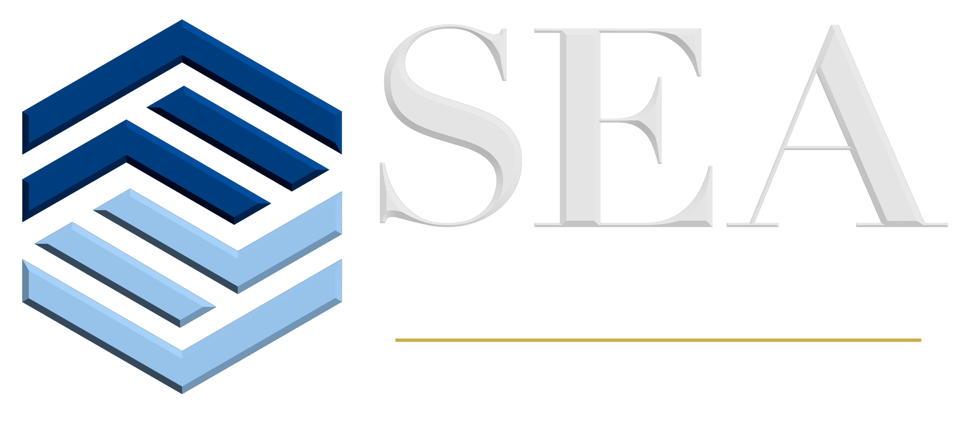 Logo with a geometric hexagon, the letters 