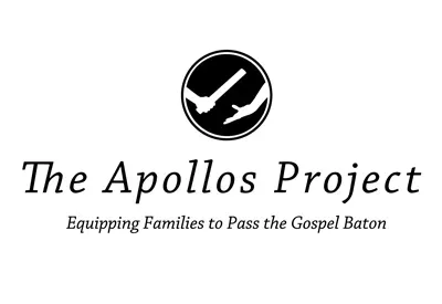 Logo for The Apollos Project: hands passing a baton, text 