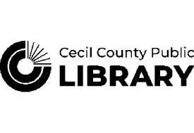 Cecil County Public Library logo: a black and white graphic with text.