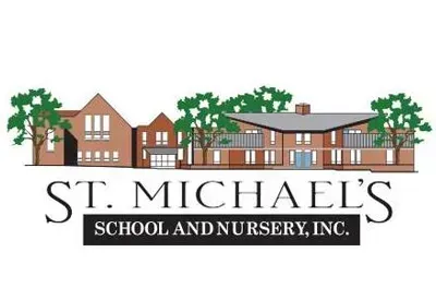 St. Michael's School and Nursery, Inc. building with trees, in a logo format.