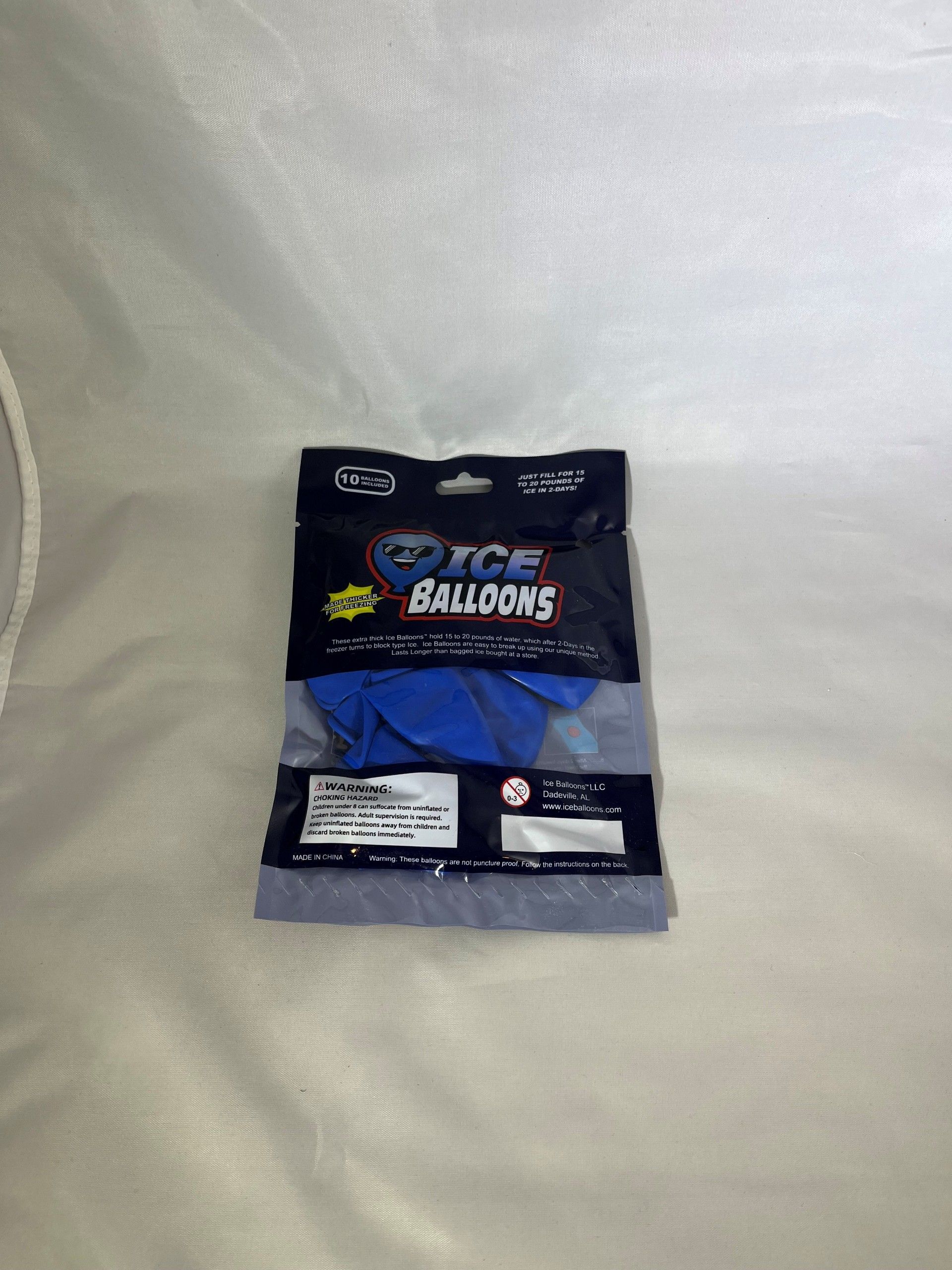 Blue "Ice Balloons" balloon package on a white background.