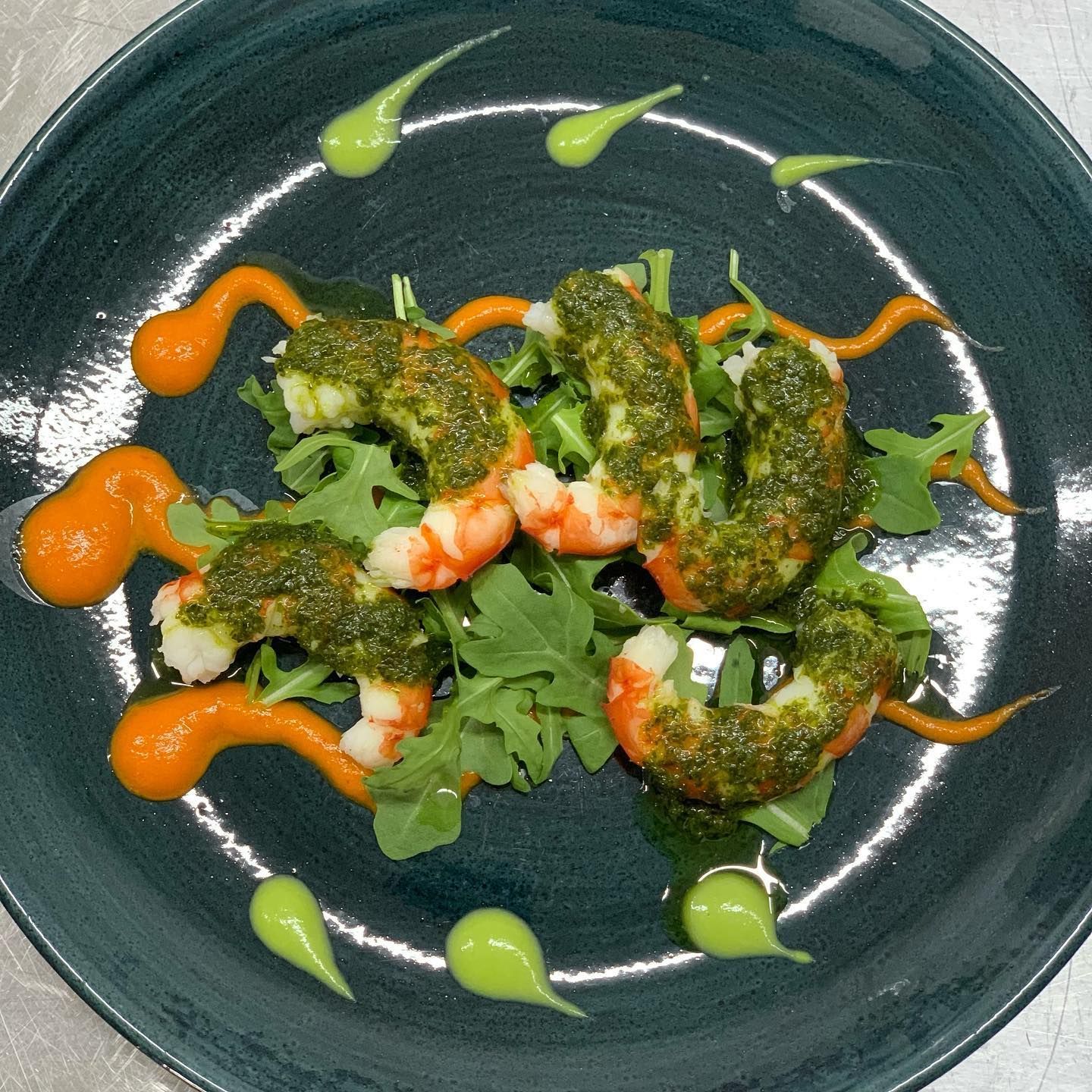 gamberi in salsa alle erbette