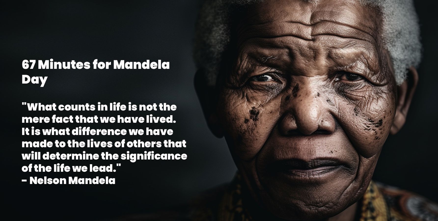 A picture of nelson mandela with a quote on it