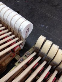 Close-up of hammers  - Dawn Herrings Piano Service in Lancaster, PA