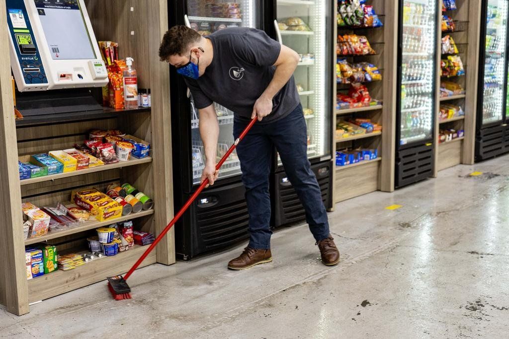Brushing Commercial Floor