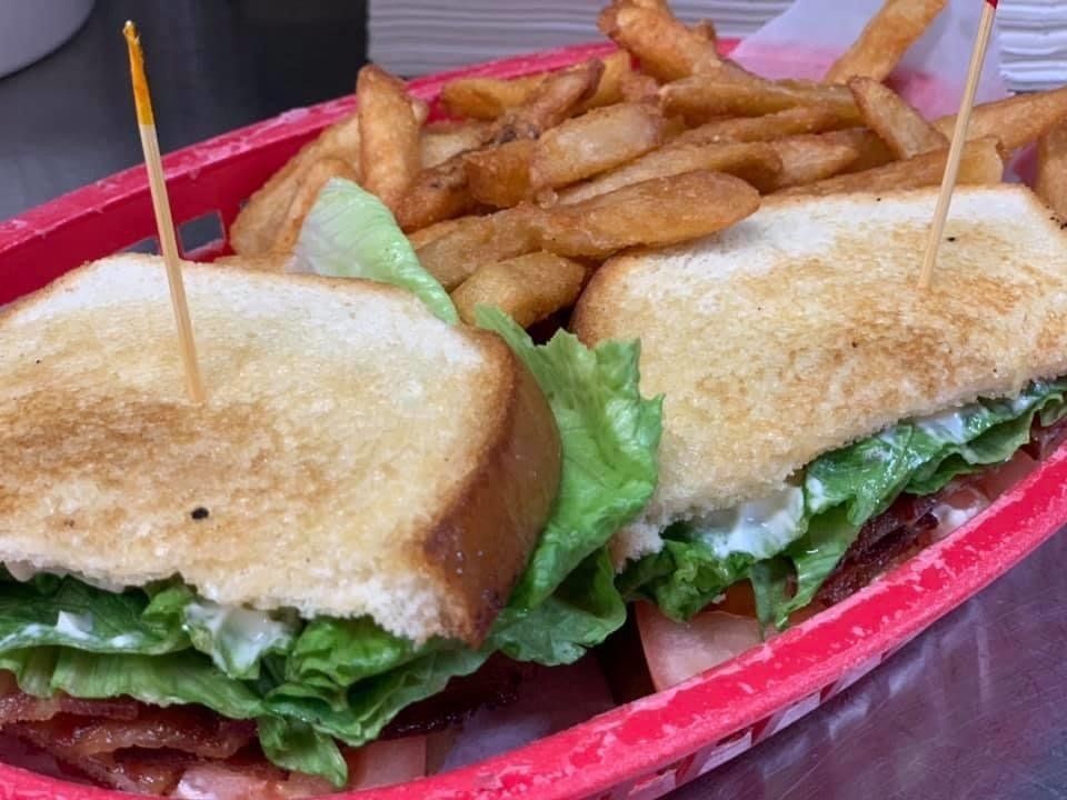 BLT sandwich and french fries