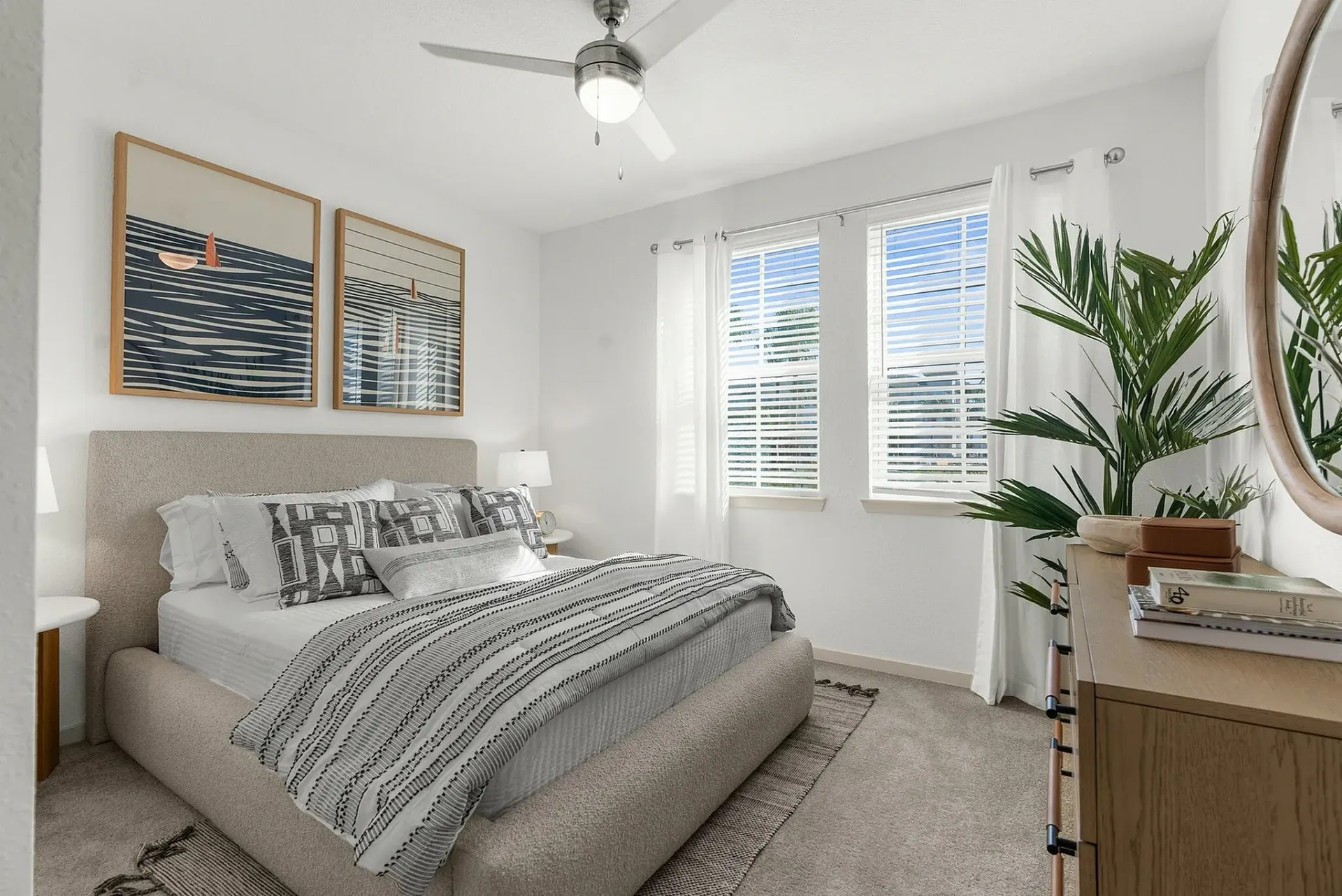 Embrace tranquility in this beautifully designed bedroom, where comfort meets style.