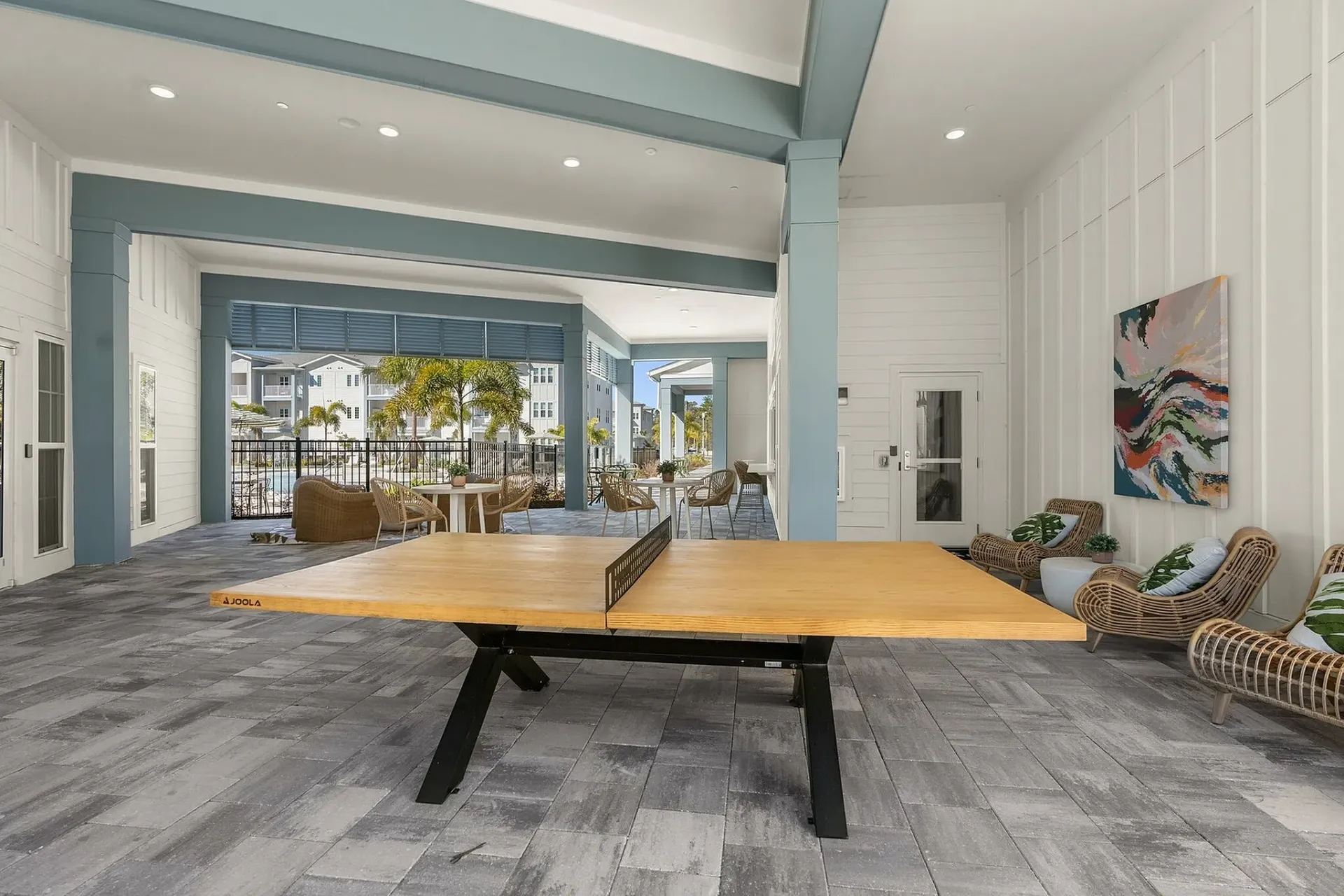 Unwind in this chic outdoor lounge, perfect for relaxation and socializing.