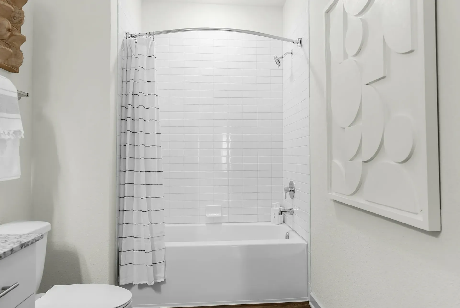 Unwind in this stylish bathroom sanctuary, where modern design meets serene elegance.