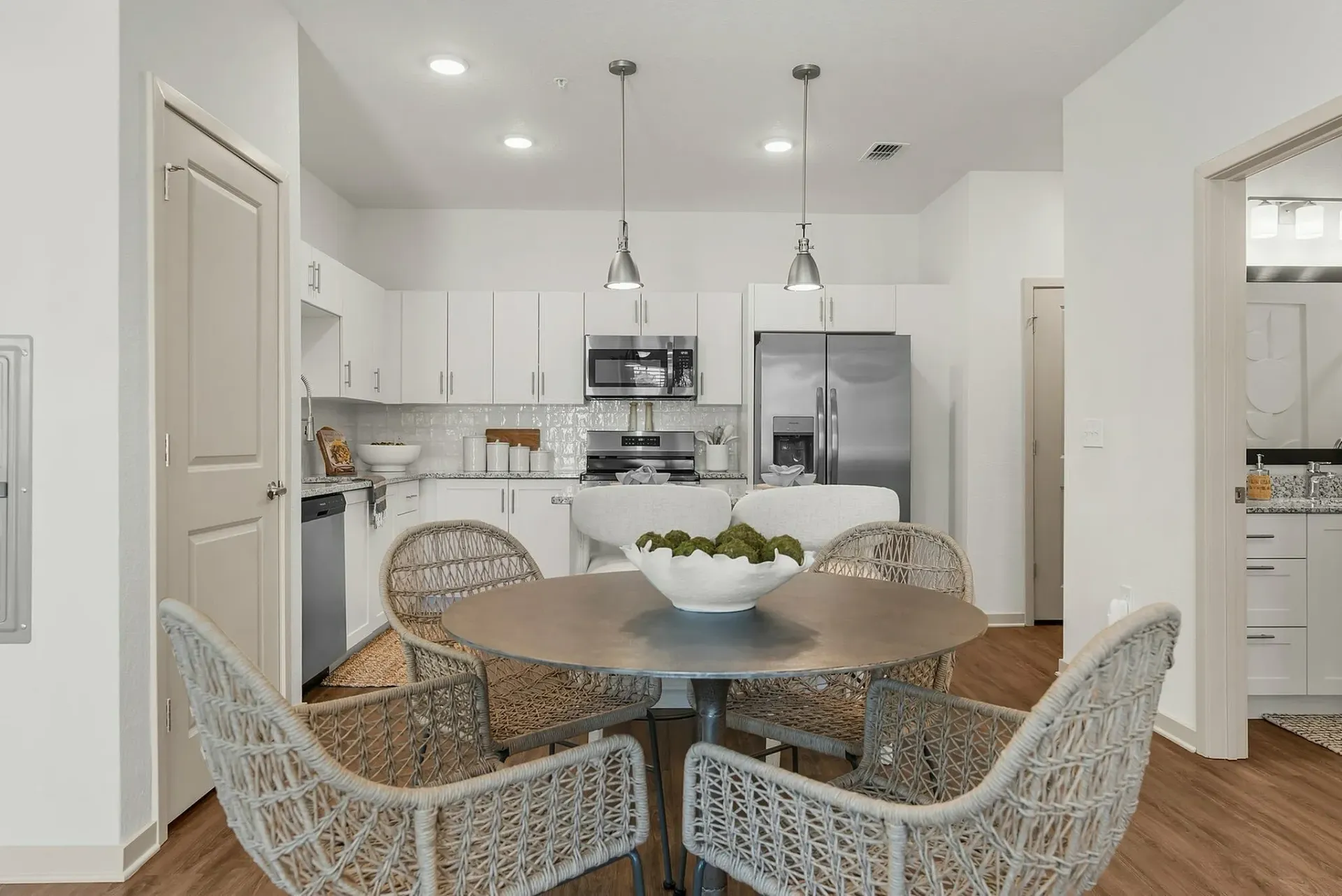 Experience sophistication in this contemporary kitchen and dining space.