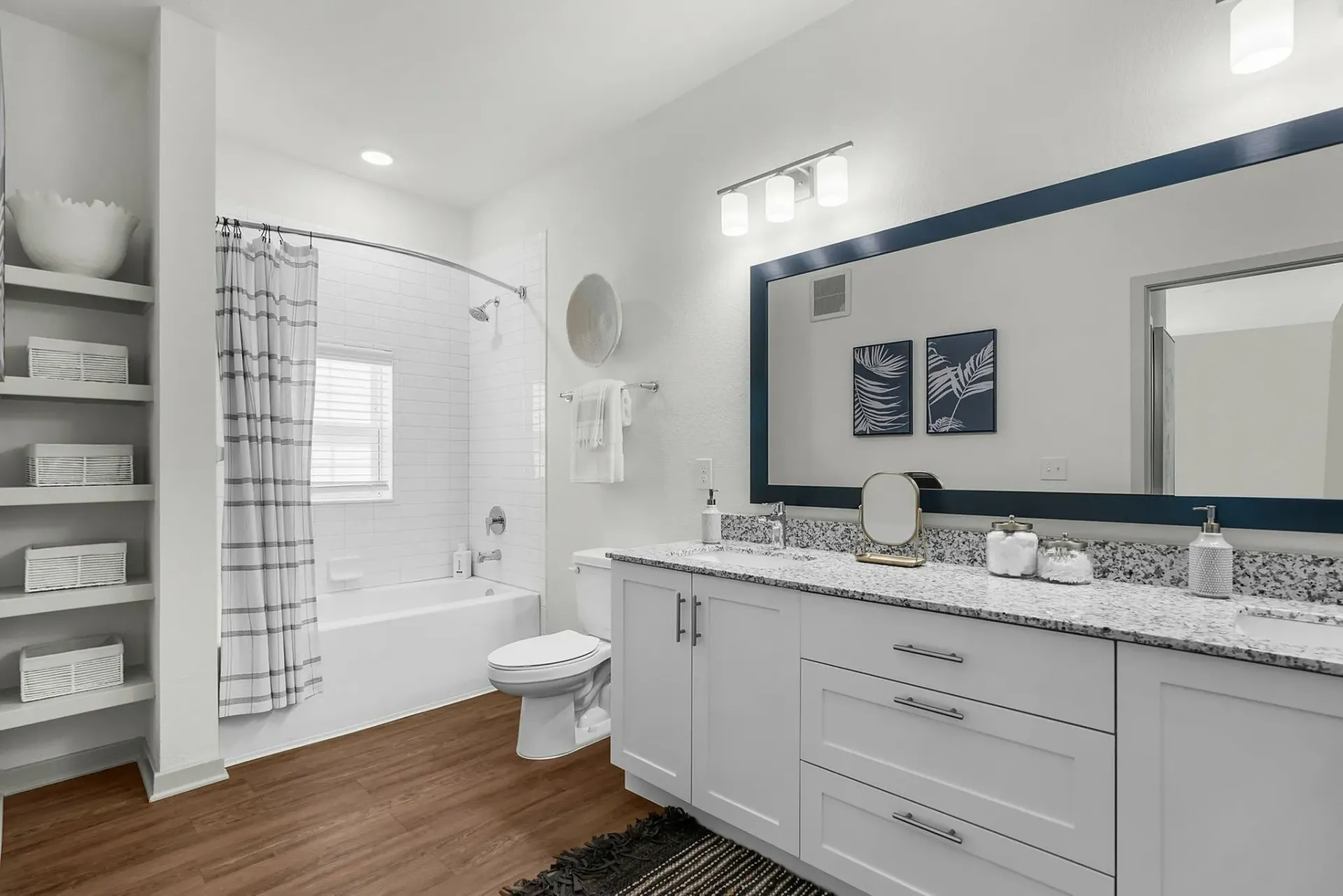 Step into this elegant bathroom, where modern design meets serene comfort.