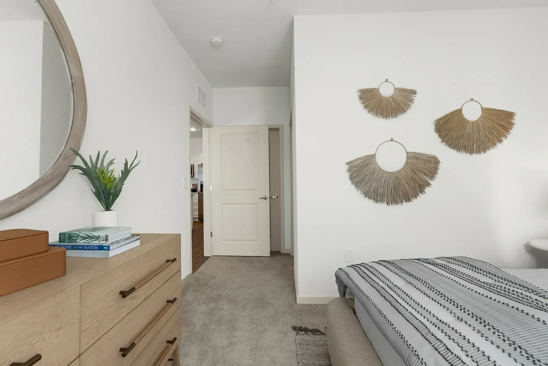 Experience tranquility in this tastefully decorated bedroom with stylish accents.