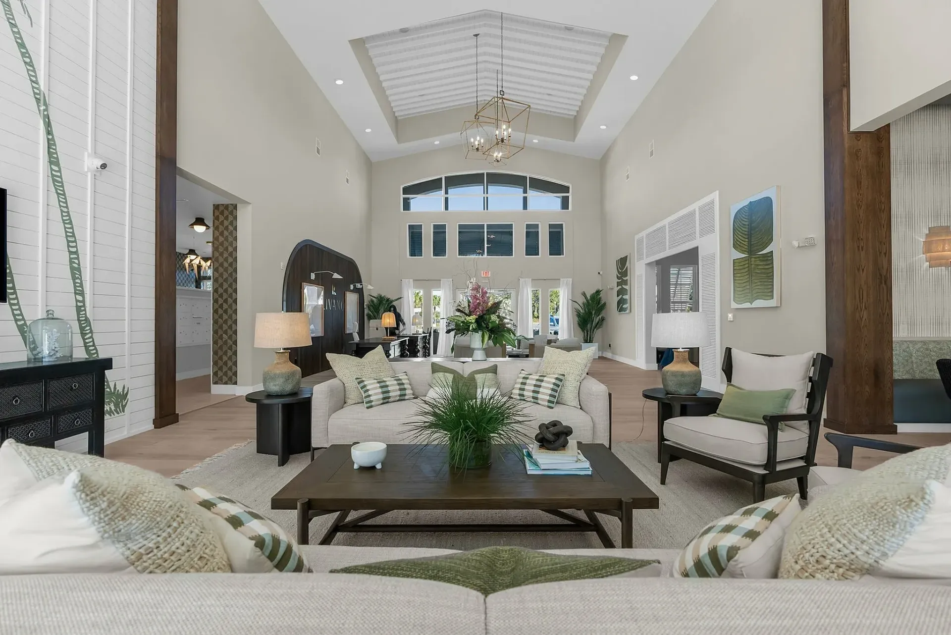 Experience relaxation in this elegantly designed lounge featuring high ceilings and ample natural light.
