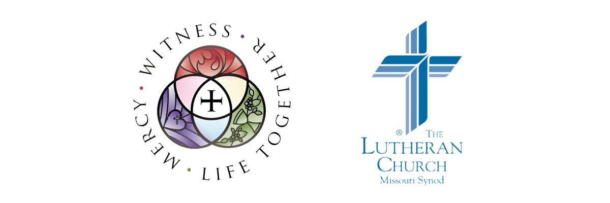 Logos: Left, a cross with three overlapping sections; Right, a cross with 