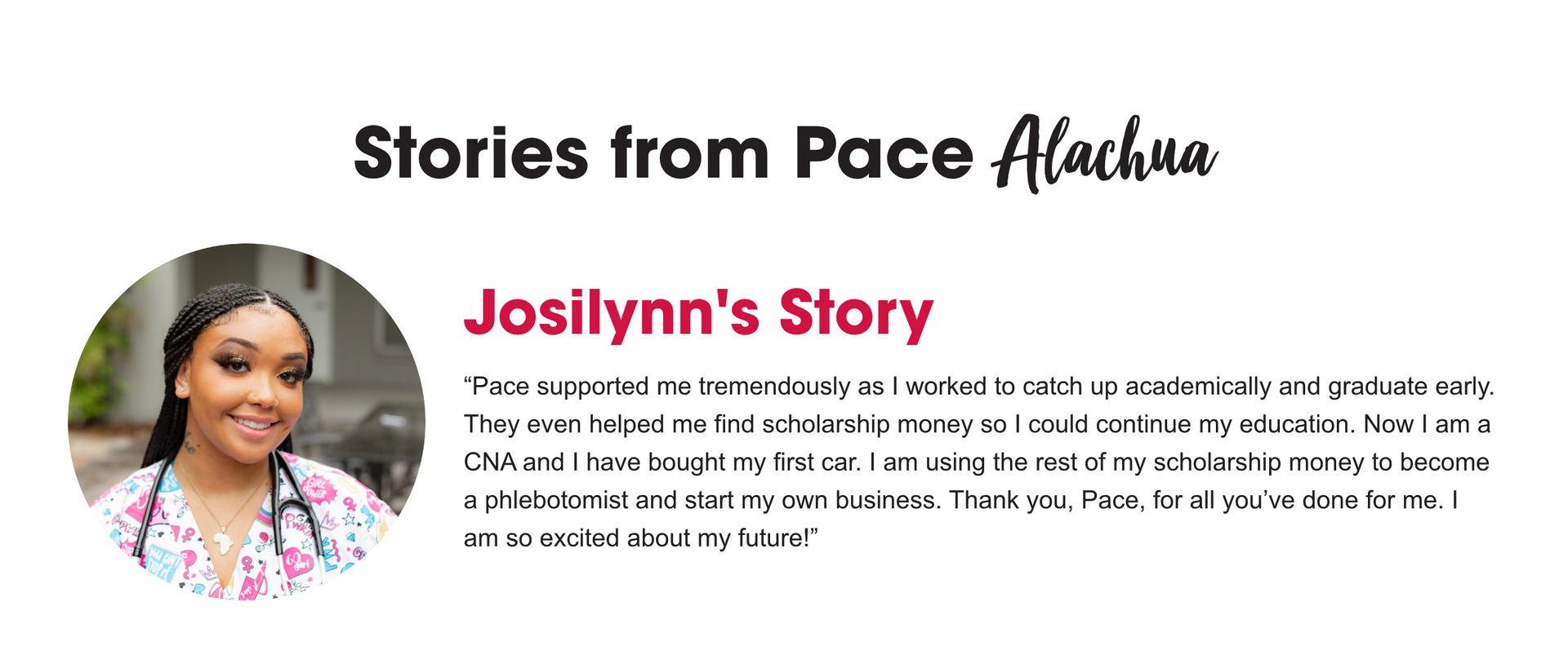 A testimonial from a PACE Student.