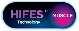 A button that says hifest muscle technology on it