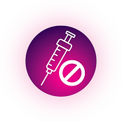 A syringe with a no sign next to it in a circle.