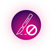 A purple circle with a scalpel and an e on it.