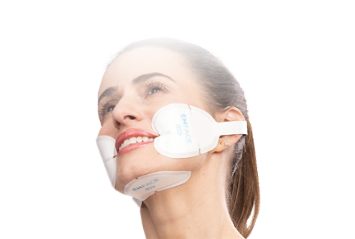 A woman is wearing a mask on her face.