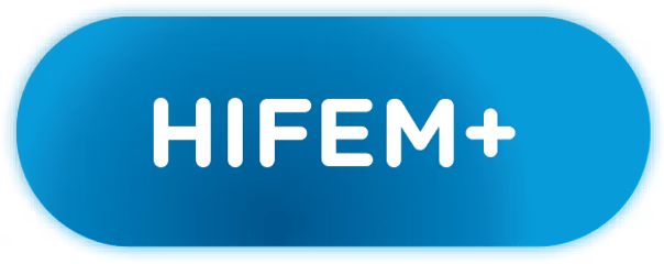 A blue button that says hifem + on it