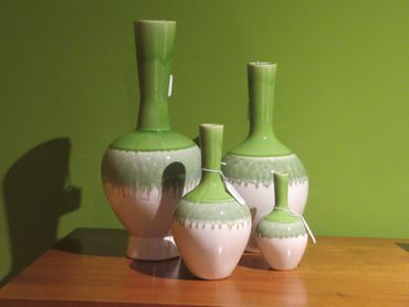 Different Sizes of Green and White Vases — Harrisonburg, VA — Dayton Interiors