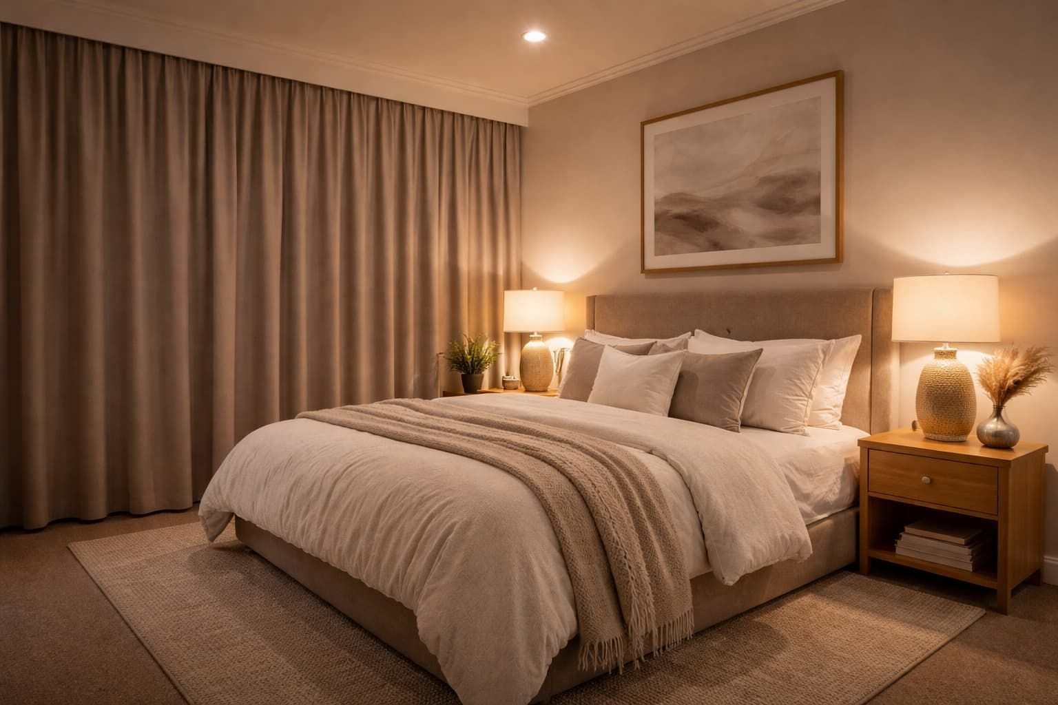 Blockout curtains in a Newcastle bedroom