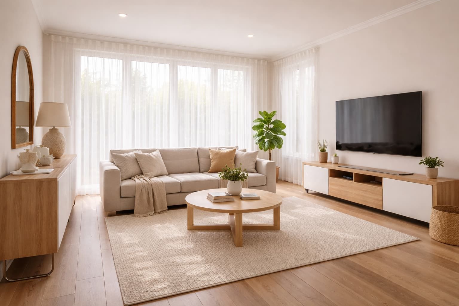 Sheer curtains in a Newcastle living room