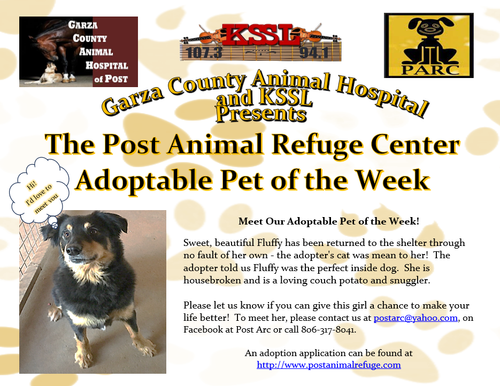 Post Animal Refuge Center, Garza County Animal Hospital, Adopt don't Shop, Animal Rescue