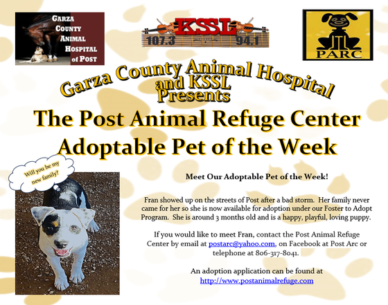 Post Animal Refuge Center, Garza County Animal Hospital, Adopt don't Shop, Animal Rescue