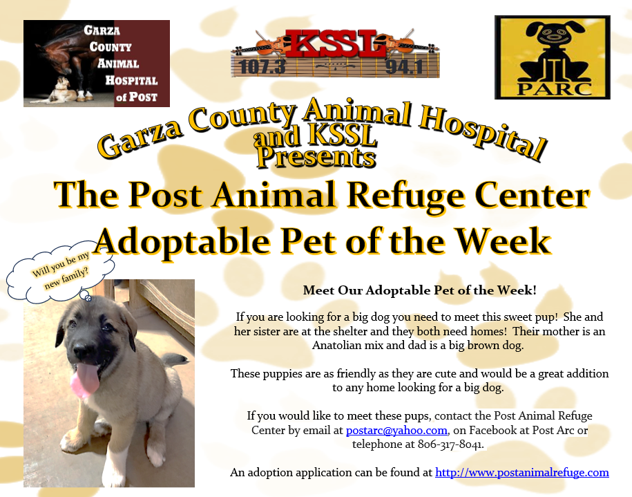 Post Animal Refuge Center, Garza County Animal Hospital, Adopt don't Shop, Animal Rescue