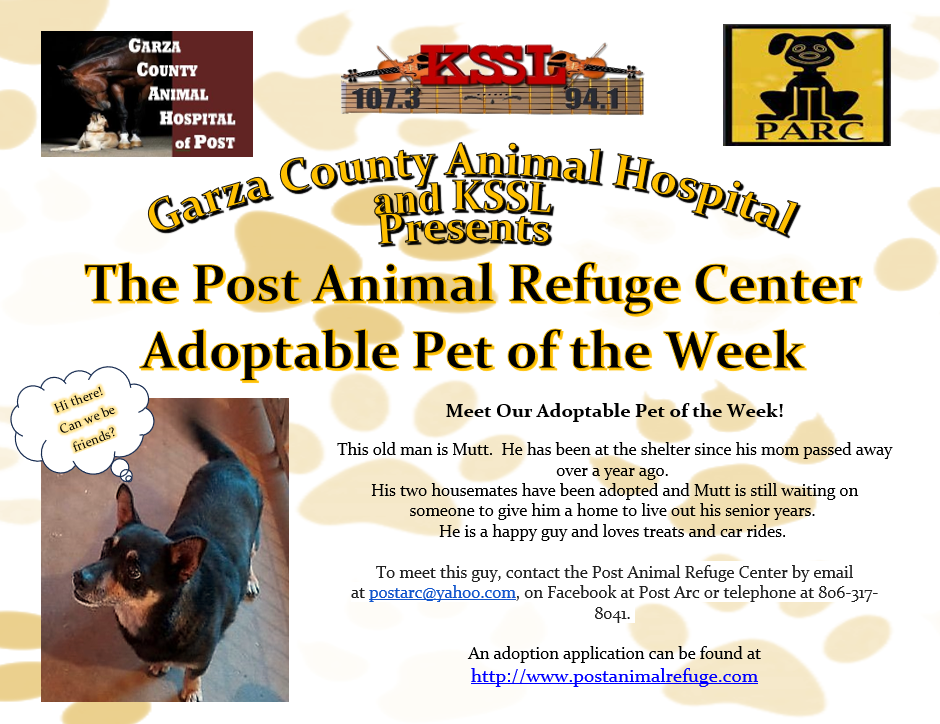 Post Animal Refuge Center, Garza County Animal Hospital, Adopt don't Shop, Animal Rescue