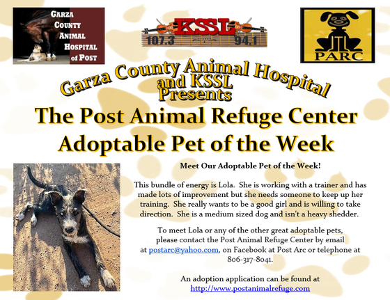 Post Animal Refuge Center, Garza County Animal Hospital, Adopt don't Shop, Animal Rescue